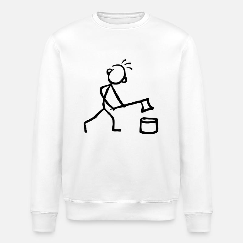 Strichmännchen Holz hacken - Stanley/Stella Unisex Bio-Sweatshirt ROLLER - Weiß