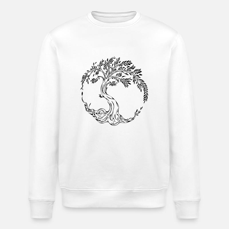 Eleganter Lebensbaum - Stanley/Stella Unisex Bio-Sweatshirt ROLLER - Weiß
