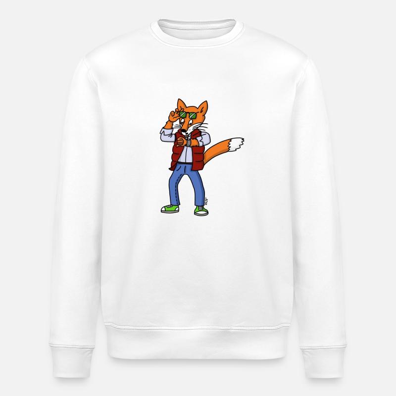 Time-Traveling Fox - Stanley/Stella Unisex Bio-Sweatshirt ROLLER - Weiß