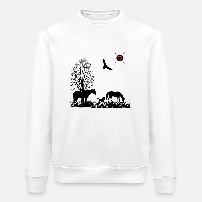Horses - Stanley/Stella ROLLER Unisex Organic Sweatshirt - white
