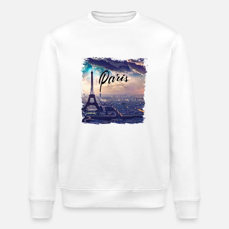 Paris Eiffel Tower Casual Style - Stanley/Stella ROLLER Unisex Organic Sweatshirt - white