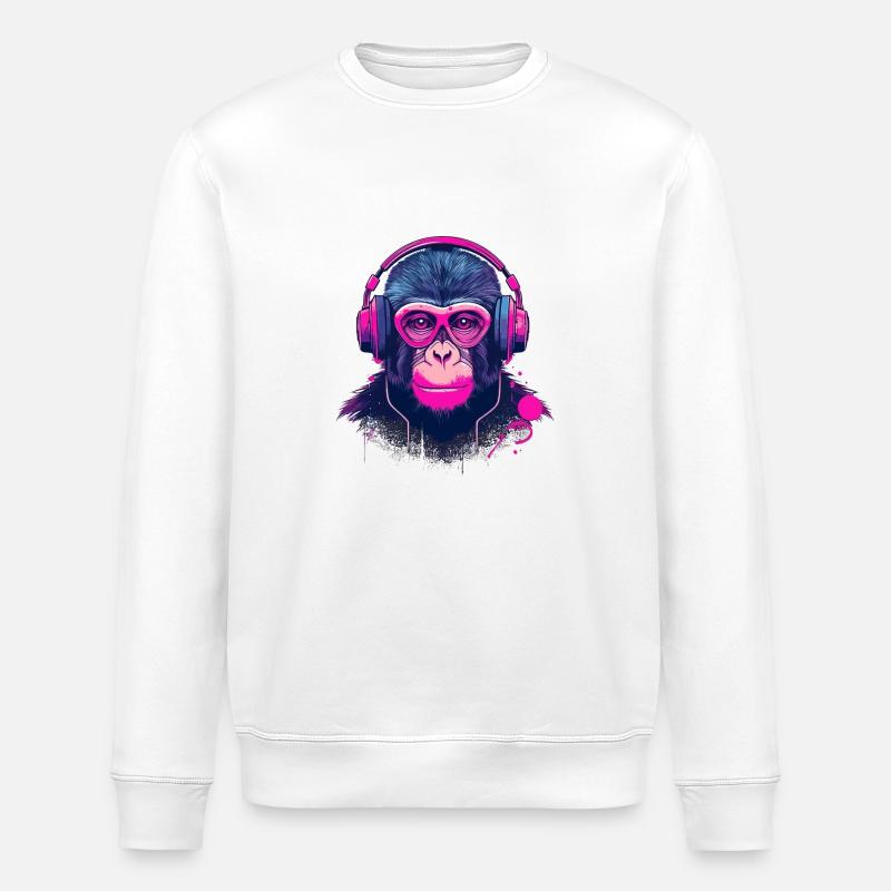 Monkey Beats - Stanley/Stella ROLLER Unisex Organic Sweatshirt - white