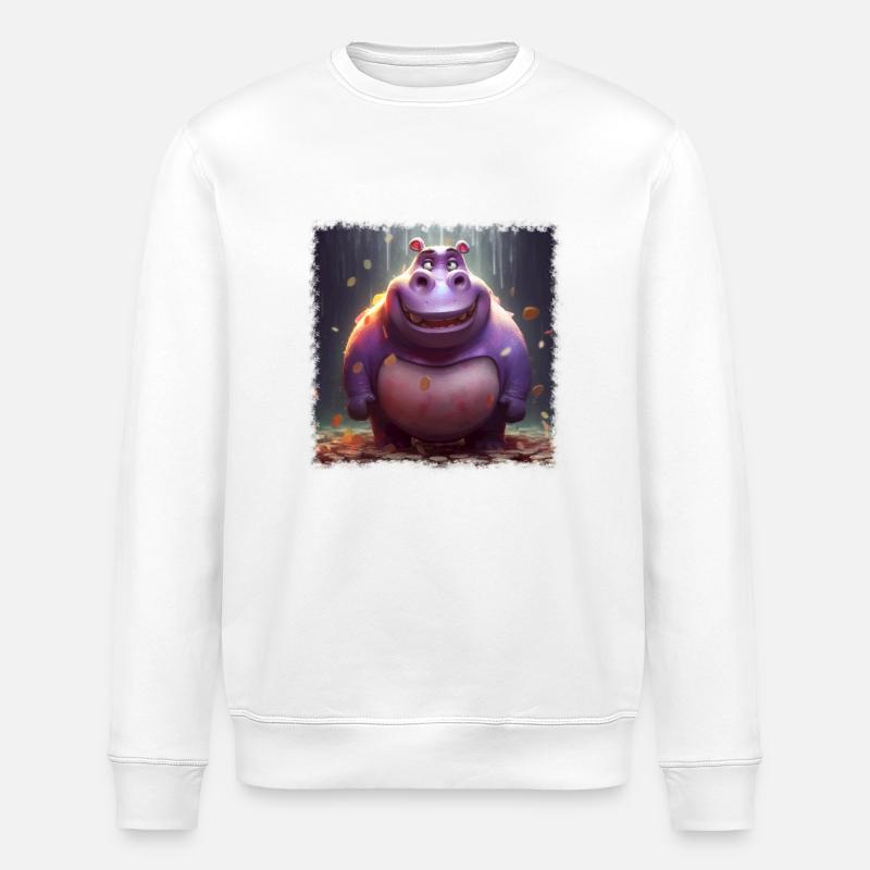 niedliches Hippo - Stanley/Stella Unisex Bio-Sweatshirt ROLLER - Weiß