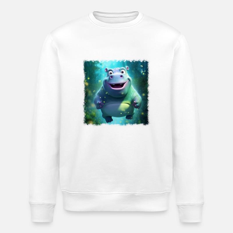 Hippopotame doux - Sweat bio ROLLER Stanley/Stella Unisexe - blanc