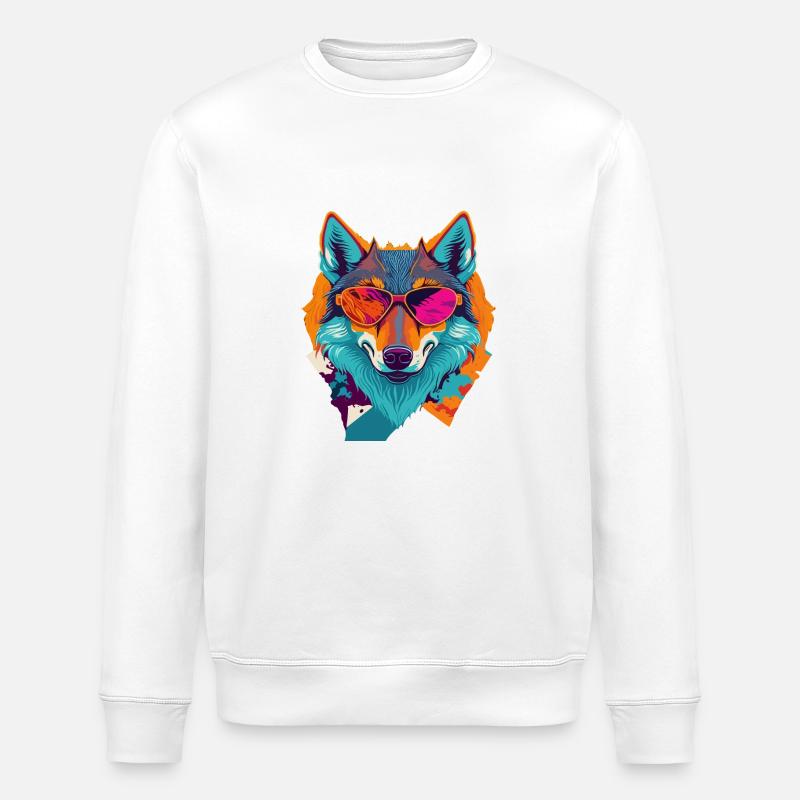 Retro Wolf Revolt - Stanley/Stella ROLLER Unisex Organic Sweatshirt - white