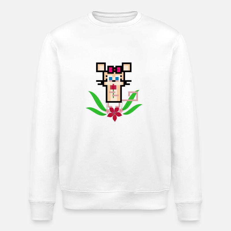 Souris fleur - Sweat bio ROLLER Stanley/Stella Unisexe - blanc