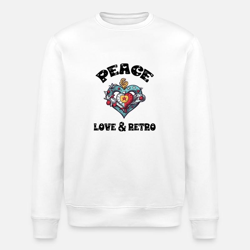 Peace love and retro - Sweat bio ROLLER Stanley/Stella Unisexe - blanc