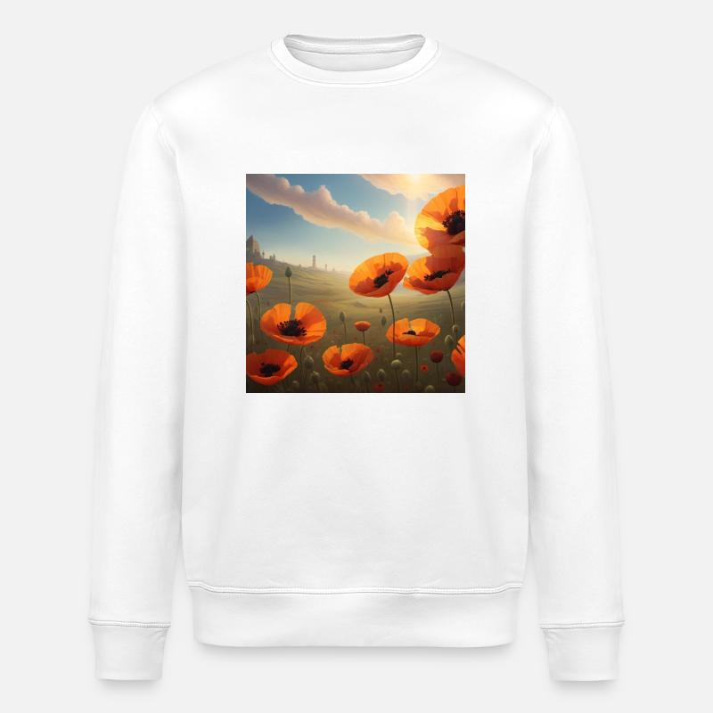 Mohnfeld in der Abendsonne - Stanley/Stella Unisex Bio-Sweatshirt ROLLER - Weiß