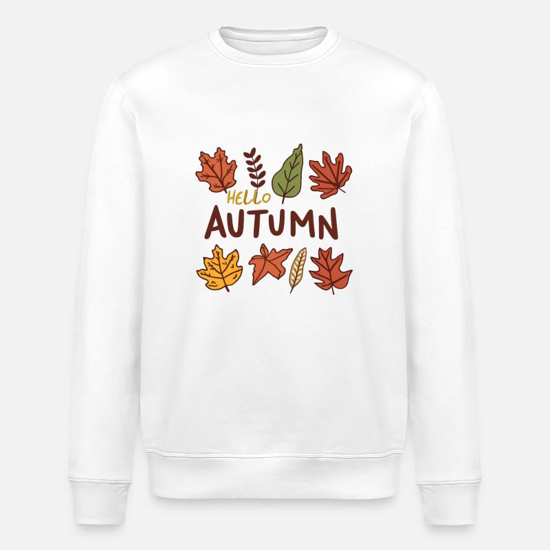 Hello Autumn Herbst Blätter - Stanley/Stella Unisex Bio-Sweatshirt ROLLER - Weiß