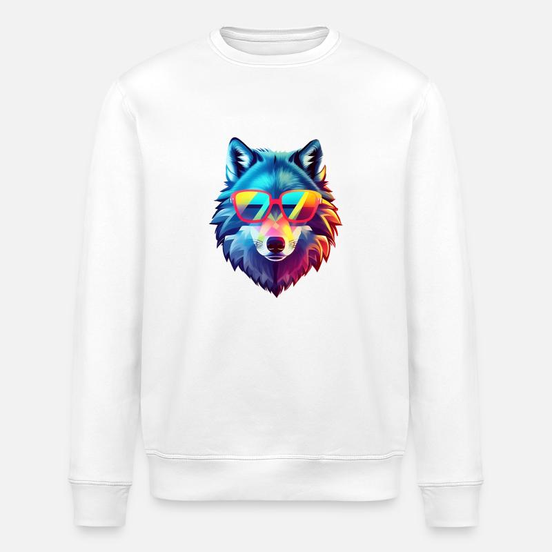 wolf - Stanley/Stella ROLLER Unisex Organic Sweatshirt - white