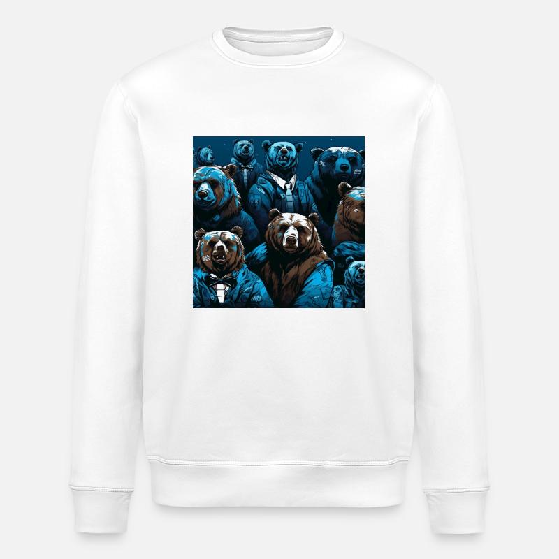 Neon-Neon-Bärenmuster - Stanley/Stella Unisex Bio-Sweatshirt ROLLER - Weiß
