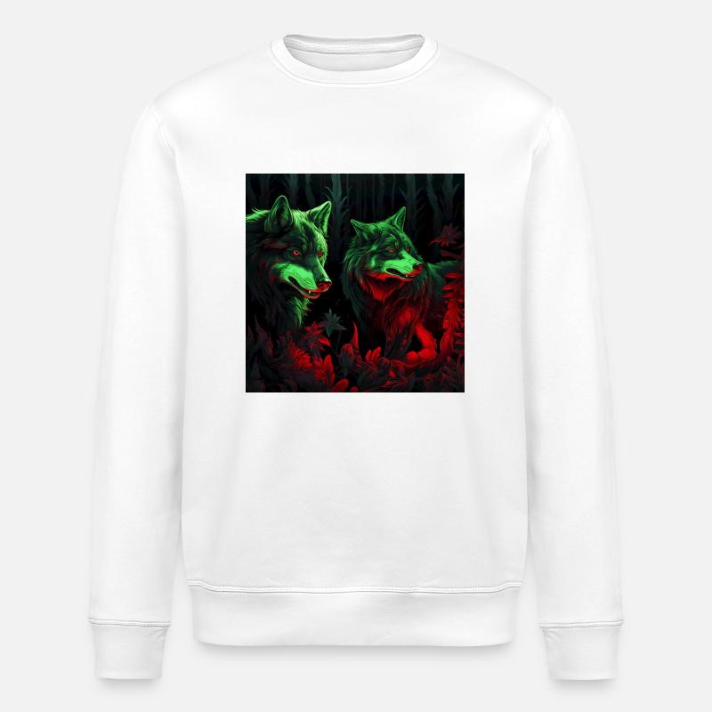 Wölfe im Neon-Stil - Stanley/Stella Unisex Bio-Sweatshirt ROLLER - Weiß