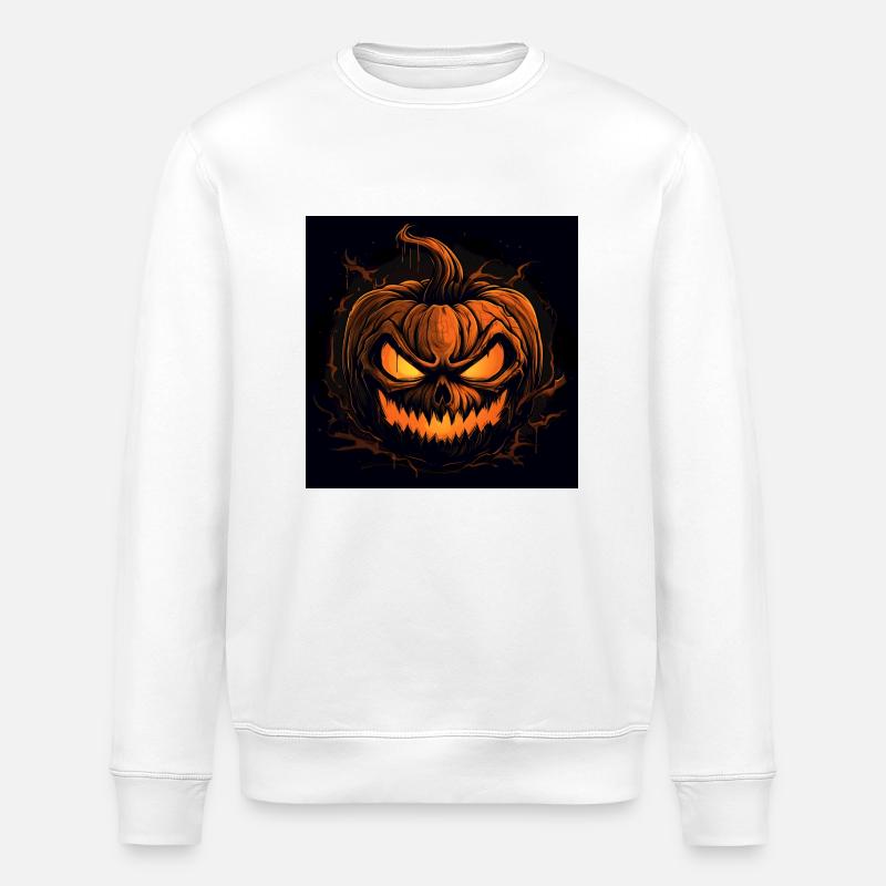 Schauriger Kürbisgruß Halloween - Stanley/Stella Unisex Bio-Sweatshirt ROLLER - Weiß