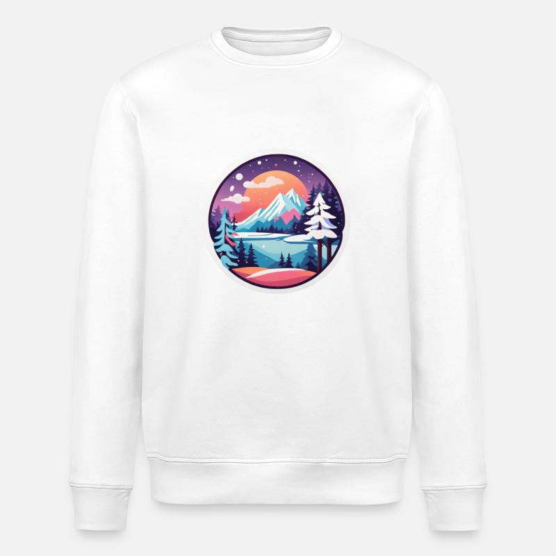 Winterlandschaft - Stanley/Stella Unisex Bio-Sweatshirt ROLLER - Weiß