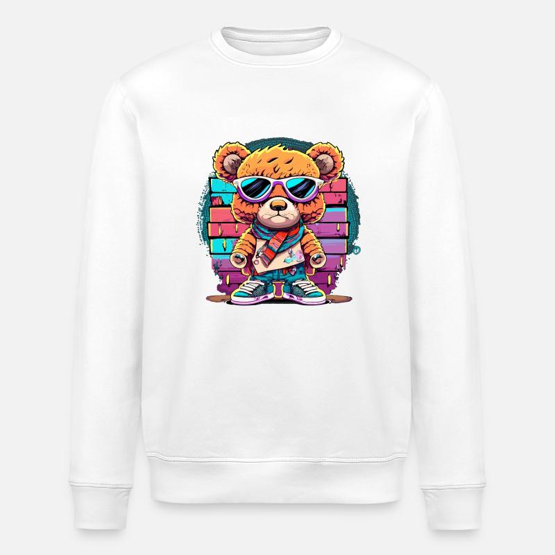 Grafitti teddy bear - Stanley/Stella Unisex Bio-Sweatshirt ROLLER - Weiß