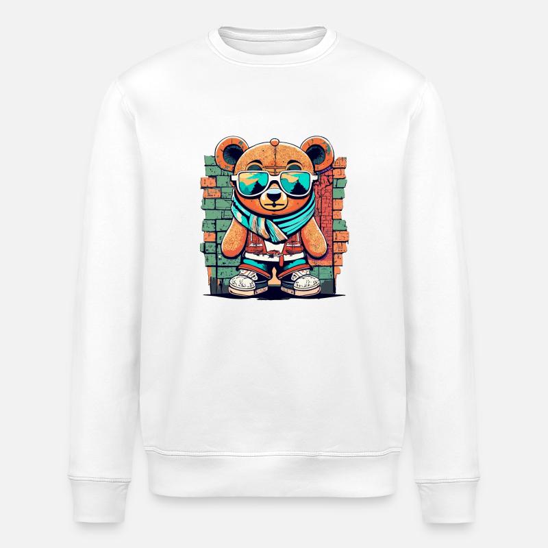Grafitti teddy bear - Stanley/Stella Unisex Bio-Sweatshirt ROLLER - Weiß
