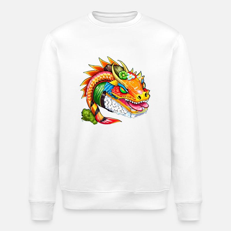 Sushi-Drache - Stanley/Stella Unisex Bio-Sweatshirt ROLLER - Weiß