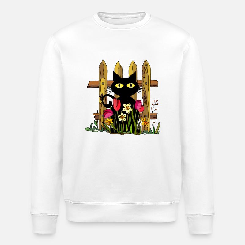 Katze - Stanley/Stella Unisex Bio-Sweatshirt ROLLER - Weiß