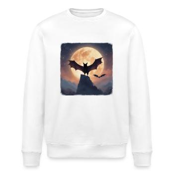 Fledermaus vor Vollmond - Stanley/Stella Unisex Bio-Sweatshirt ROLLER - Weiß - Vorne - Nik (191cm)