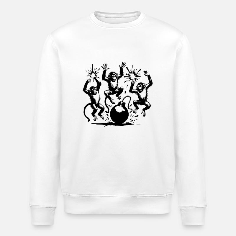 Affen im Krieg - Stanley/Stella Unisex Bio-Sweatshirt ROLLER - Weiß