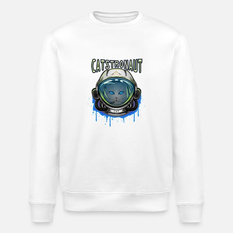 Katze Astronaut - Stanley/Stella Unisex Bio-Sweatshirt ROLLER - Weiß