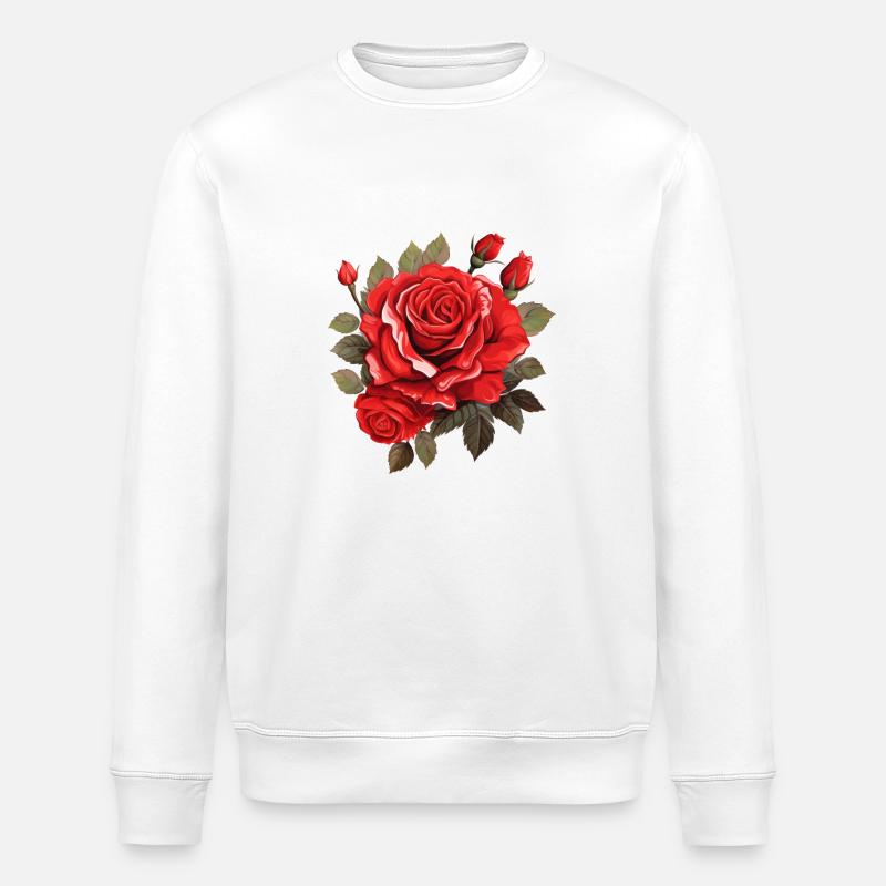 rote rose - Stanley/Stella Unisex Bio-Sweatshirt ROLLER - Weiß