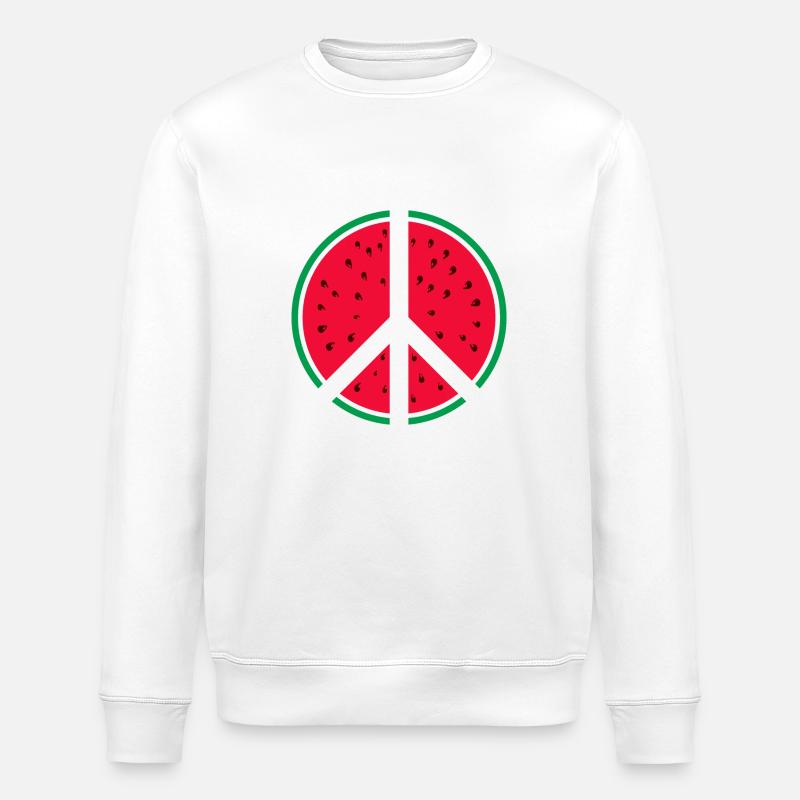 Wassermelone Peace-Zeichen - Stanley/Stella Unisex Bio-Sweatshirt ROLLER - Weiß