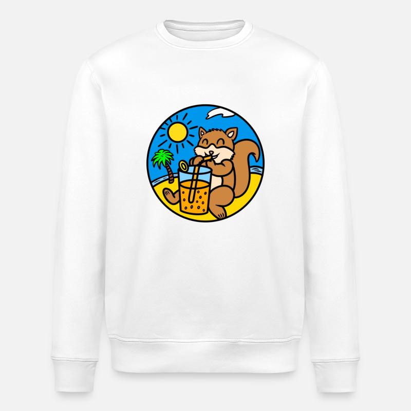 Eichhörnchen trinken Saft - Stanley/Stella Unisex Bio-Sweatshirt ROLLER - Weiß