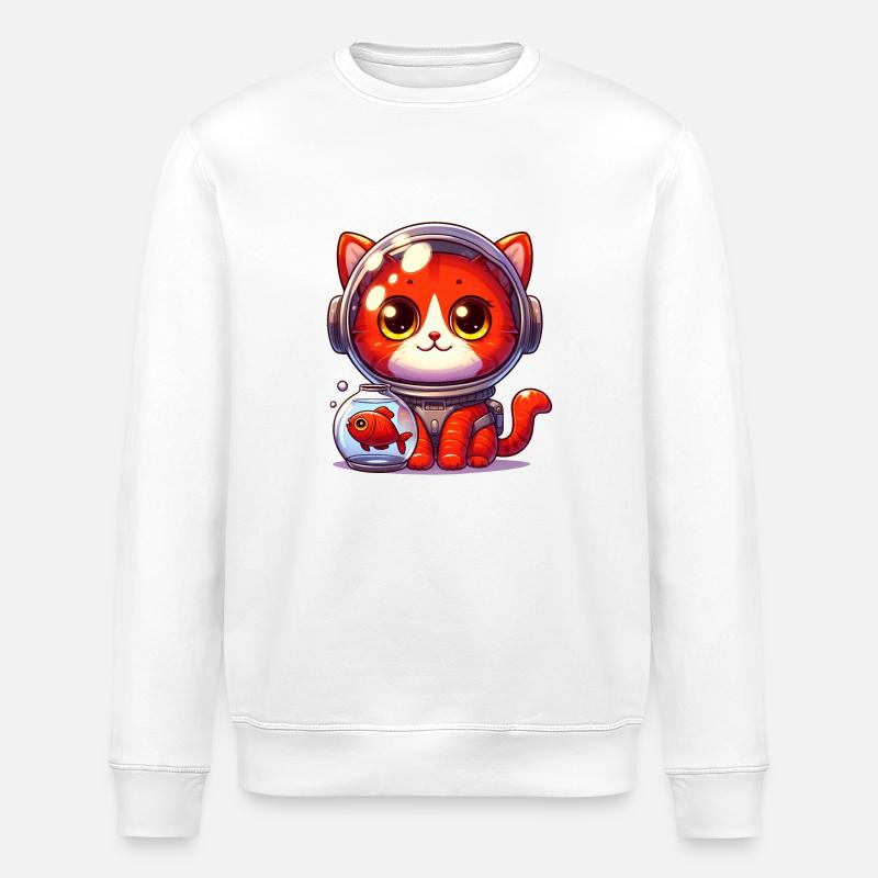 Le chat astronaute - Sweat bio ROLLER Stanley/Stella Unisexe - blanc