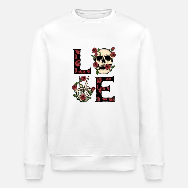 Skull - Love - Stanley/Stella Unisex Bio-Sweatshirt ROLLER - Weiß