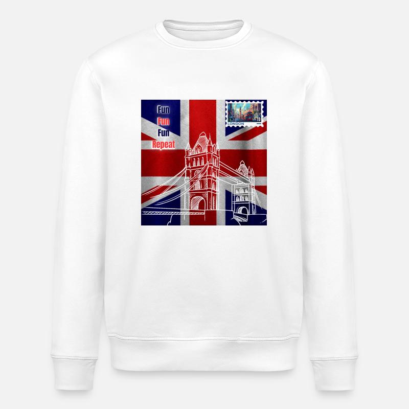 London Fun Postkarten-Design - Stanley/Stella Unisex Bio-Sweatshirt ROLLER - Weiß