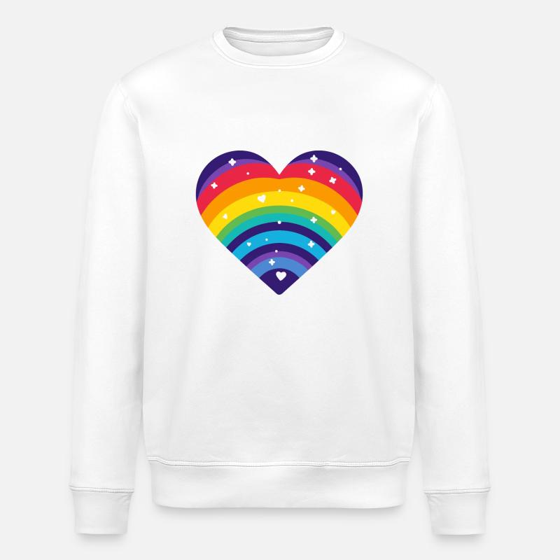 Coeur arc-en ciel etoilée - Sweat bio ROLLER Stanley/Stella Unisexe - blanc