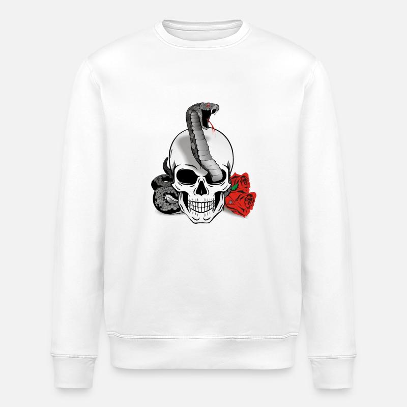 Skull Snake - Crâne avec serpent - Sweat bio ROLLER Stanley/Stella Unisexe - blanc