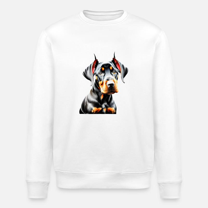 Dobermann Hund Dobermanntrainer Dobermannwelpe - Stanley/Stella Unisex Bio-Sweatshirt ROLLER - Weiß