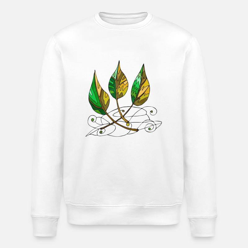 feuilles - Sweat bio ROLLER Stanley/Stella Unisexe - blanc