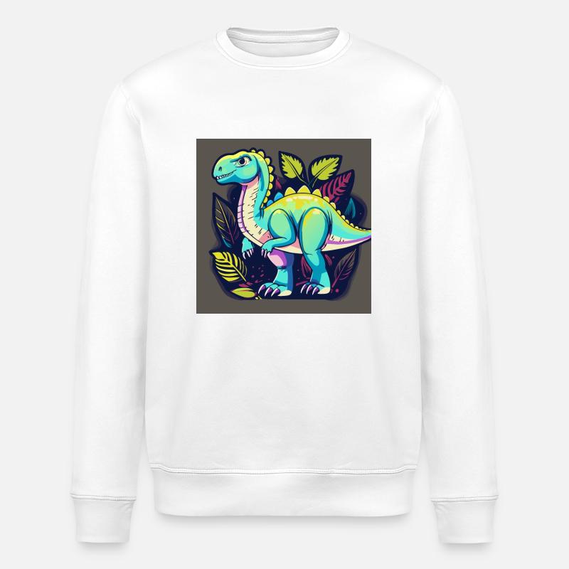 Freundlicher Dino - Stanley/Stella Unisex Bio-Sweatshirt ROLLER - Weiß