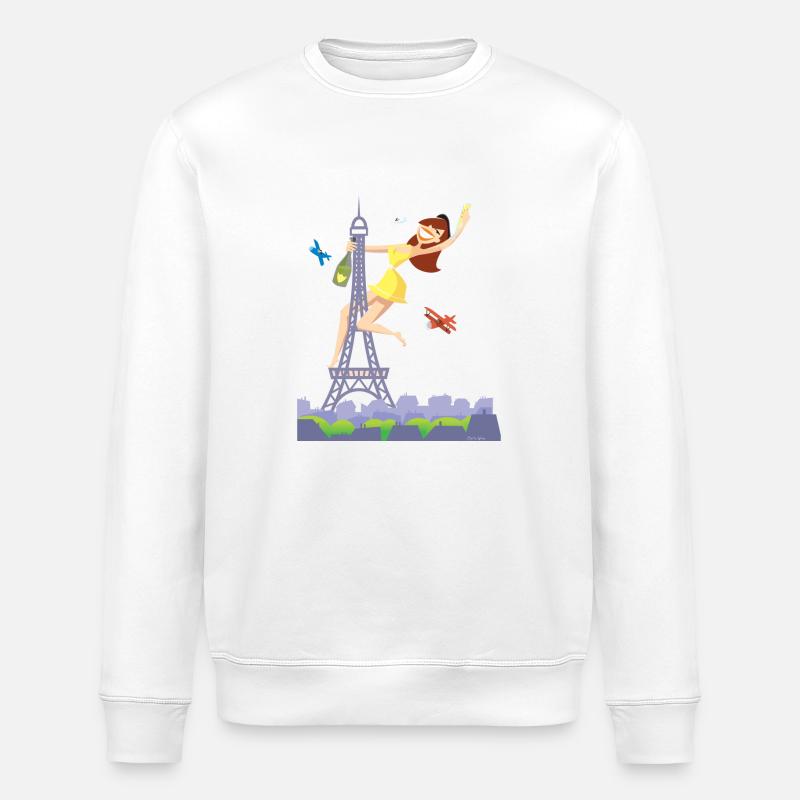 Parisienne Eiffelturm Pole Dance - Stanley/Stella Unisex Bio-Sweatshirt ROLLER - Weiß