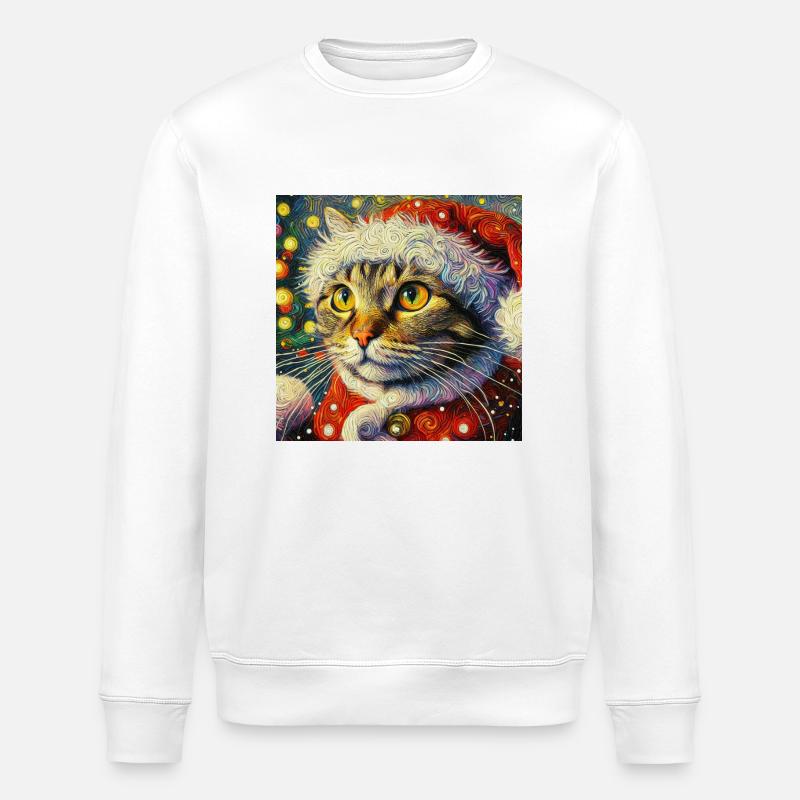 Getigerter Weihnachtsmann im Van-Gogh-Stil - Stanley/Stella Unisex Bio-Sweatshirt ROLLER - Weiß
