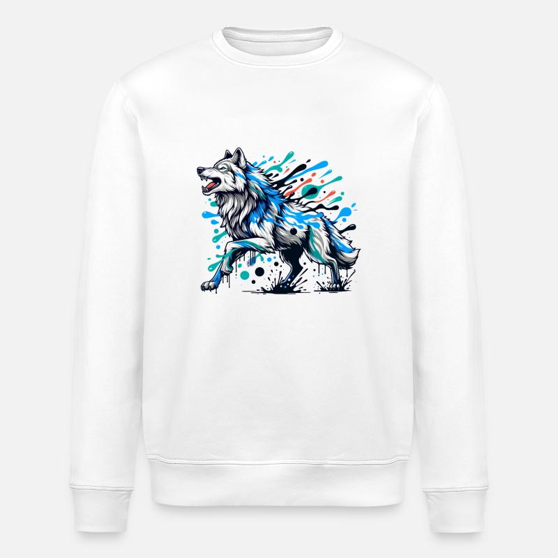 Wunderschöner Wolf - Stanley/Stella Unisex Bio-Sweatshirt ROLLER - Weiß