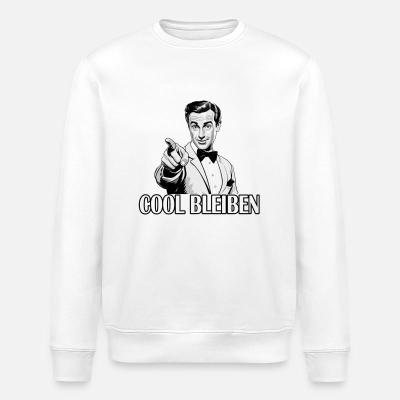 Retro Mann - COOL BLEIBEN - Stanley/Stella Unisex Bio-Sweatshirt ROLLER - Weiß
