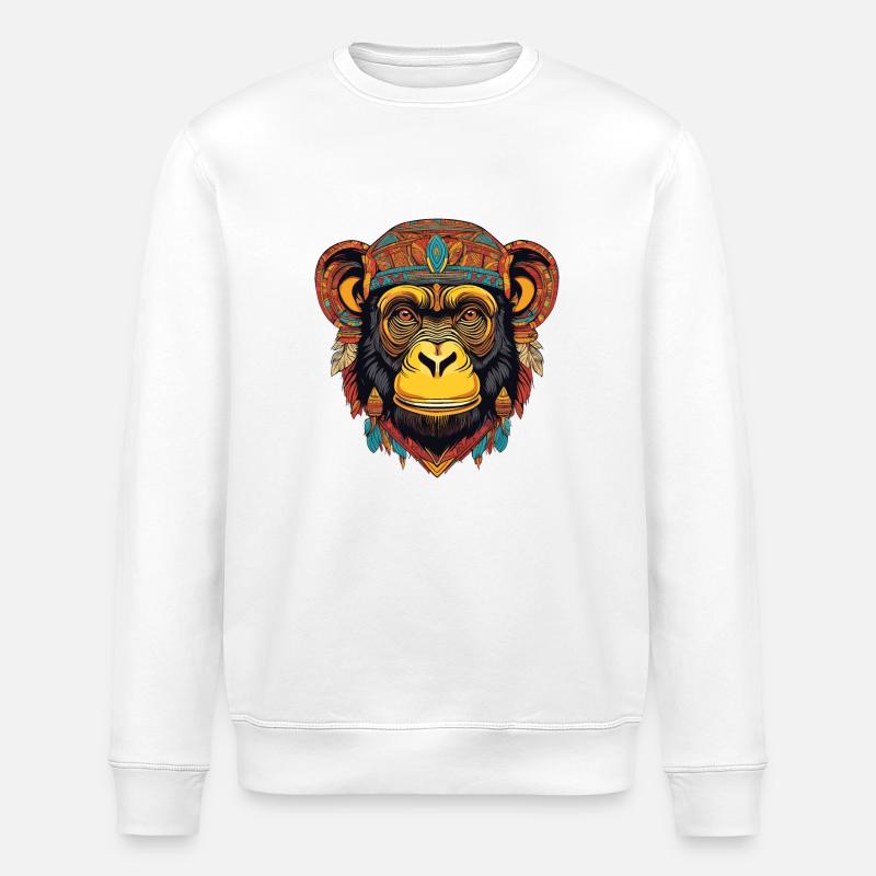 Chimpanzé - Sweat bio ROLLER Stanley/Stella Unisexe - blanc