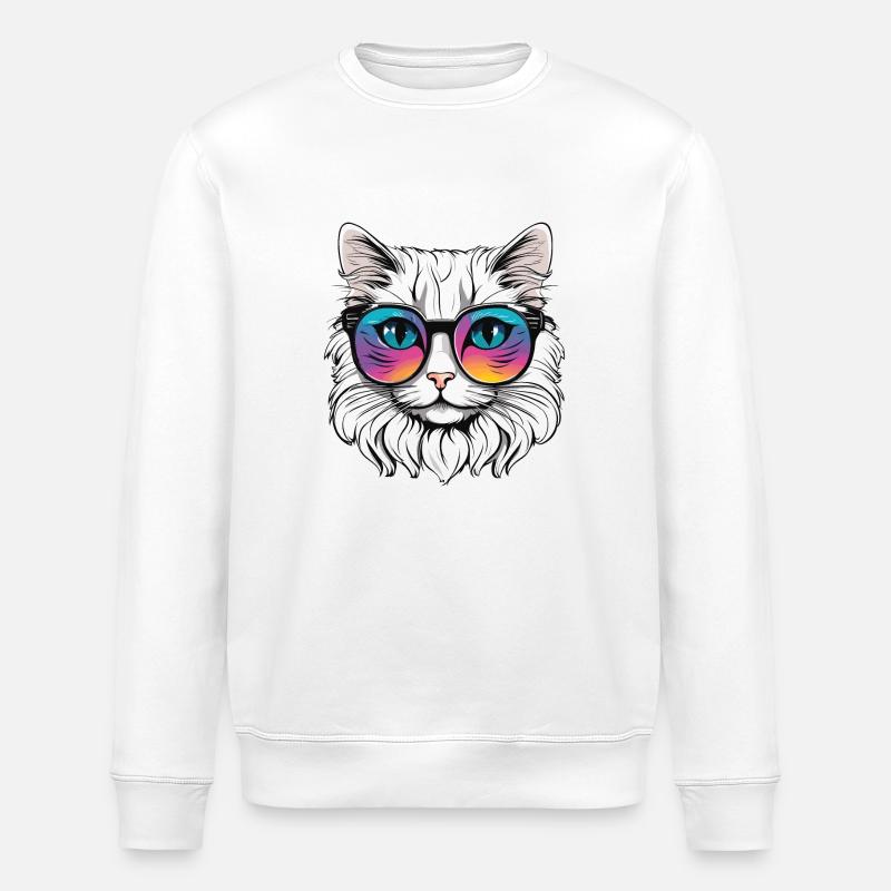 Cat - Stanley/Stella ROLLER Unisex Organic Sweatshirt - white