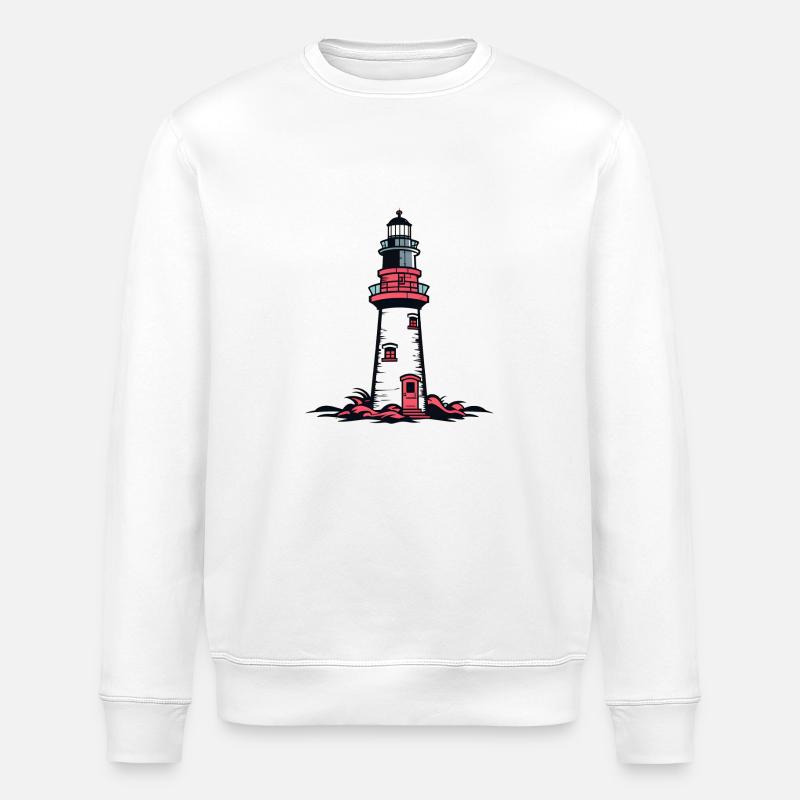 Small Lighthouse - Stanley/Stella ROLLER Unisex Organic Sweatshirt - white