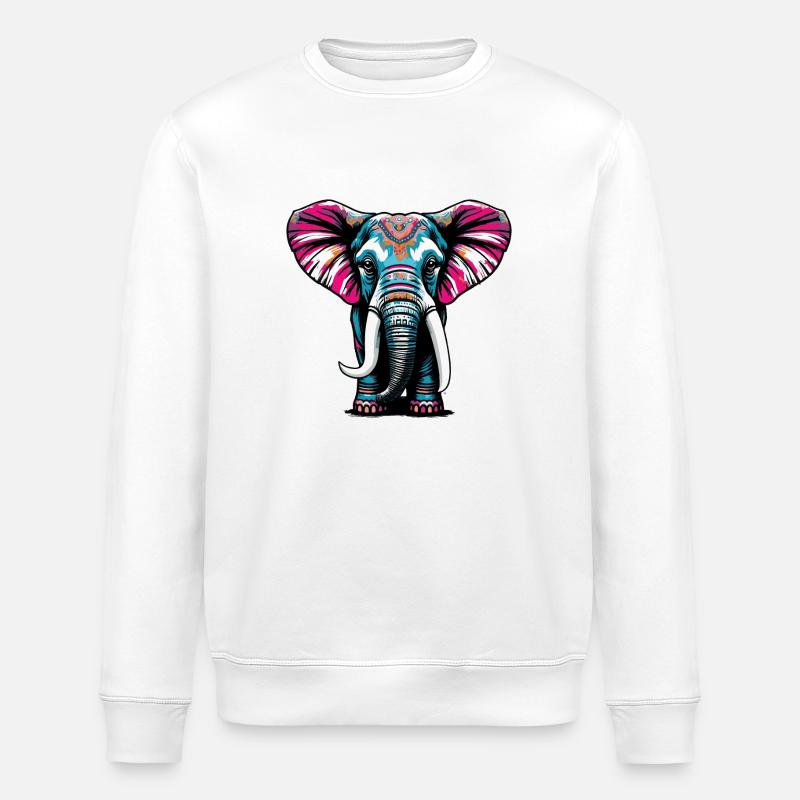 Farbenfroher Elefant - Stanley/Stella Unisex Bio-Sweatshirt ROLLER - Weiß