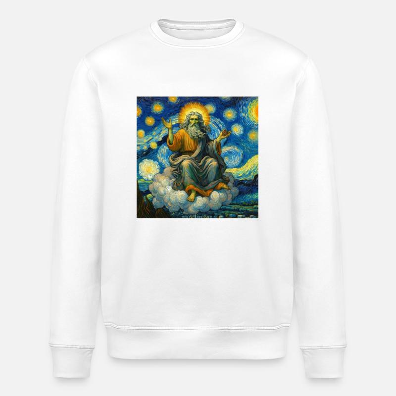 Dieu dans un Van Gogh - Sweat bio ROLLER Stanley/Stella Unisexe - blanc