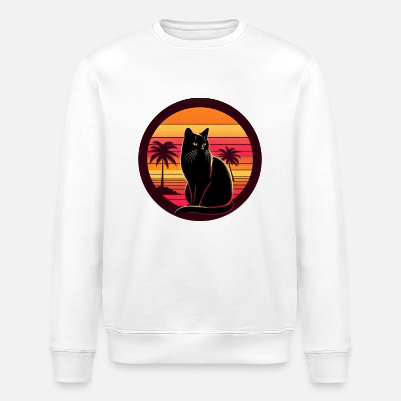 chat noir retrosunset - Sweat bio ROLLER Stanley/Stella Unisexe - blanc