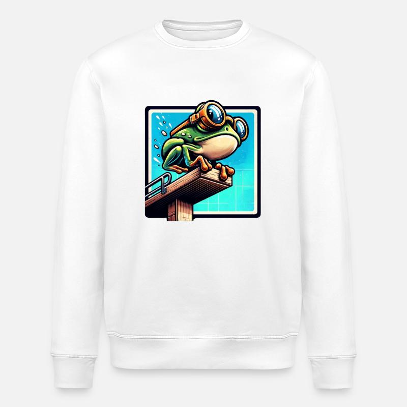 Grenouille prête à plonger - Sweat bio ROLLER Stanley/Stella Unisexe - blanc