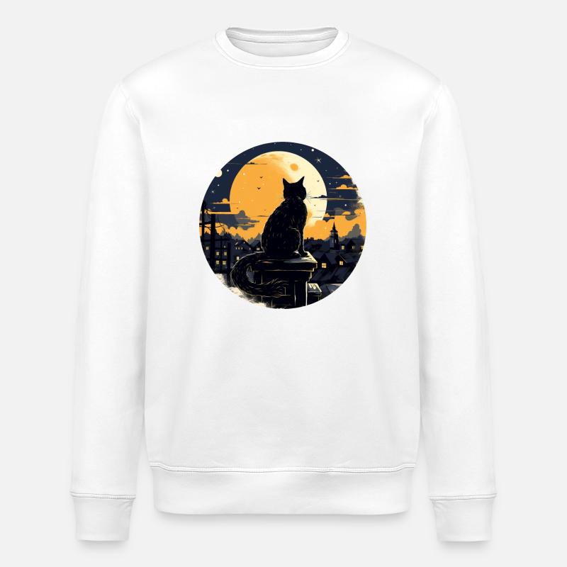 Chat de minuit - Sweat bio ROLLER Stanley/Stella Unisexe - blanc