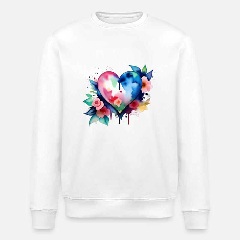 Herz - Farbtupfer - Stanley/Stella Unisex Bio-Sweatshirt ROLLER - Weiß