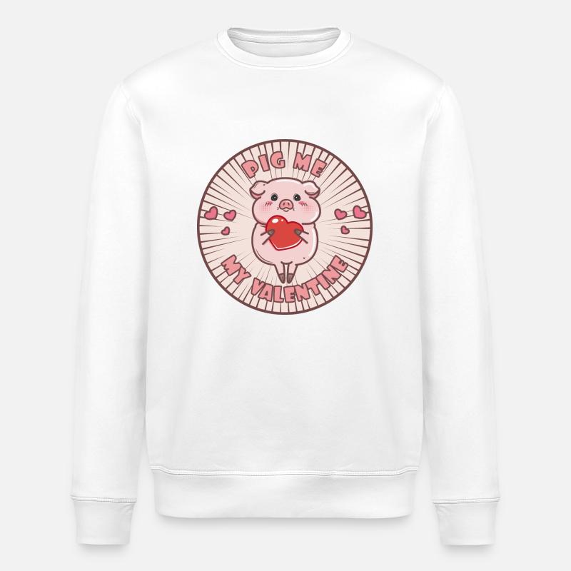 Cochon Valentine - Sweat bio ROLLER Stanley/Stella Unisexe - blanc